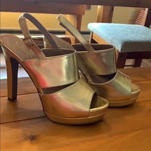 Jessica Simpson gold high heels